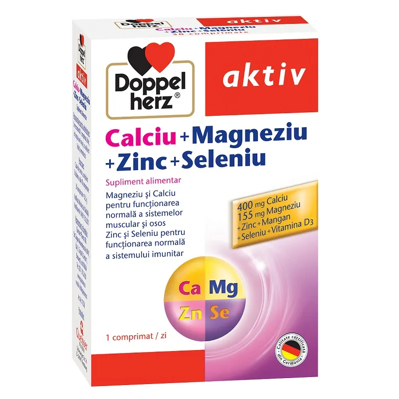 Calciu + Magneziu + Zinc + Seleniu, 30 comprimate, Doppelherz