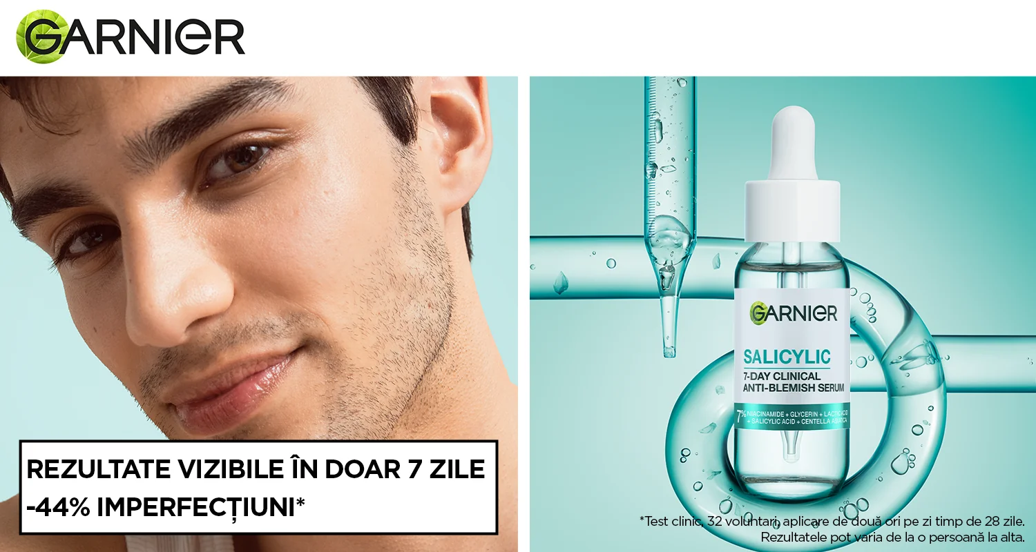 Ser anti-imperfectiuni Garnier cu acid salicilic, pentru reducerea vizibila a imperfectiunilor in 7 zile. Ser anti-imperfectiuni Garnier cu acid salicilic, pentru reducerea vizibila a imperfectiunilor in 7 zile.