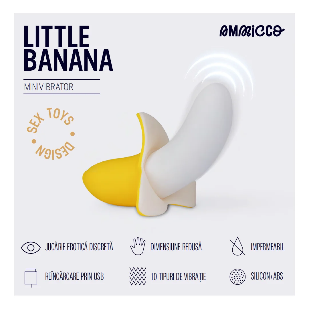 Mini vibrator silentios si discret Little Banana, 1 bucata, Ammicco