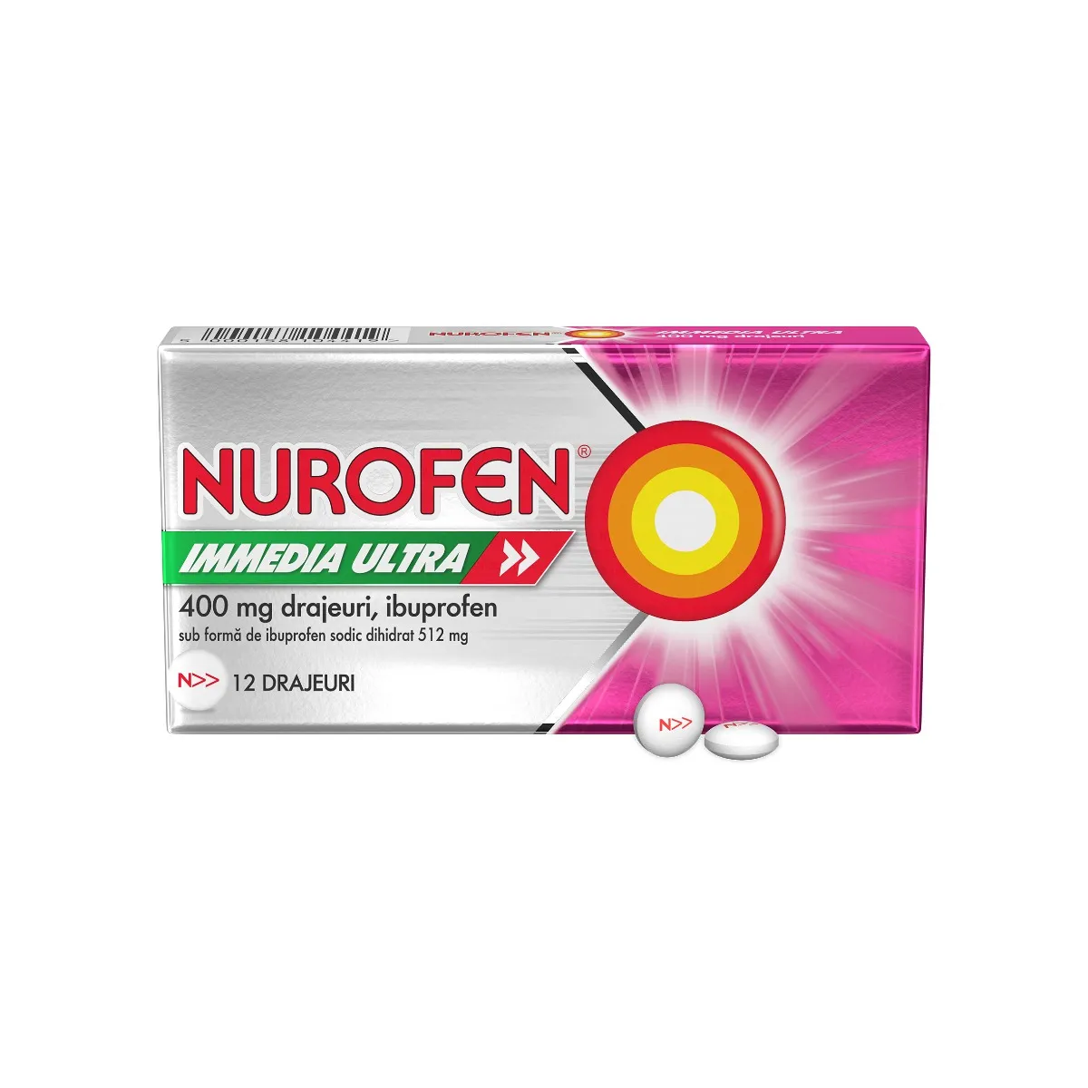 Nurofen Immedia Ultra 400 mg, 12 drajeuri, Reckitt Benckiser