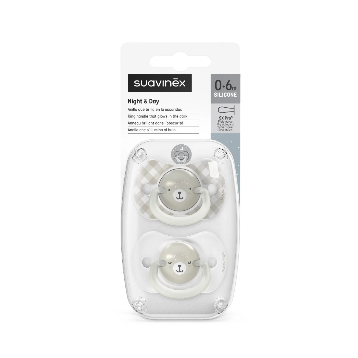 Suzeta fiziologica SX Pro pentru 0 - 6 luni Bej Wild & Free, 2 bucati, Suavinex