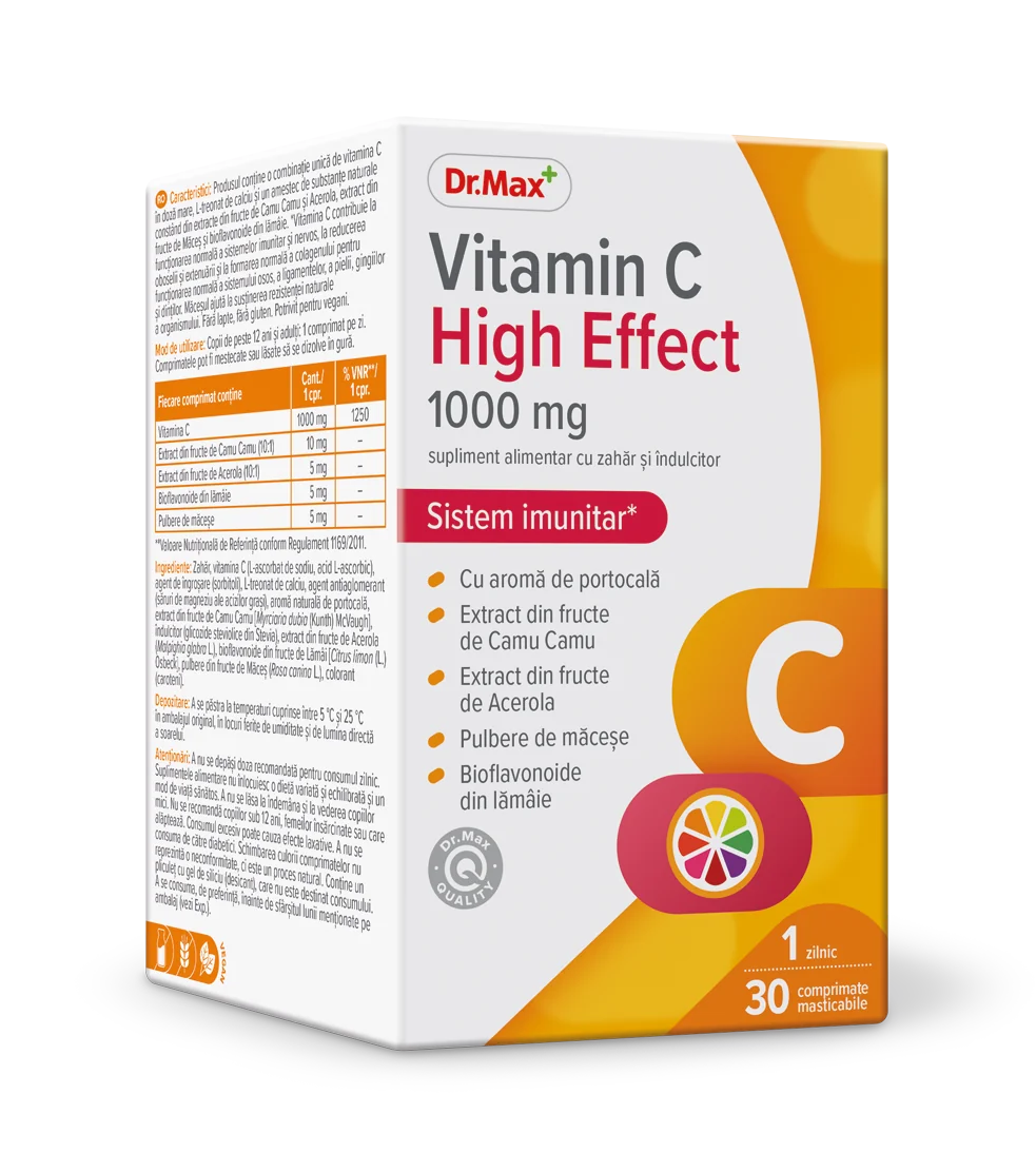Dr. Max Vitamina C High Effect 1000mg, 30 comprimate masticabile