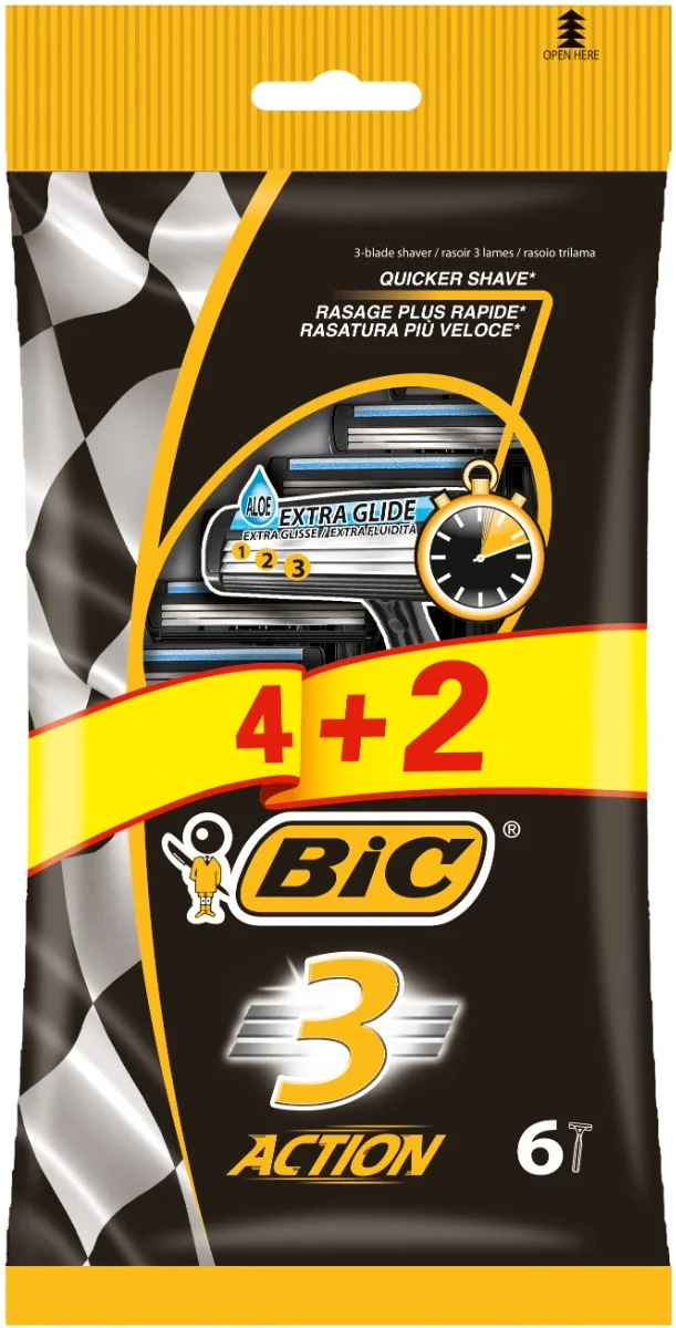 Pachet Aparat de ras Action 3, 6 bucati, BIC