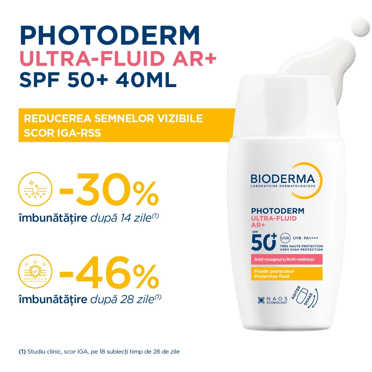 Fluid cu protectie solara SPF50+ Photoderm Ultra AR+, 40ml, Bioderma