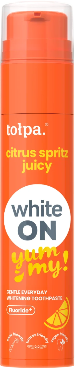 Pasta de dinti cu aroma de citrice White ON Yummy, 60g, Tolpa