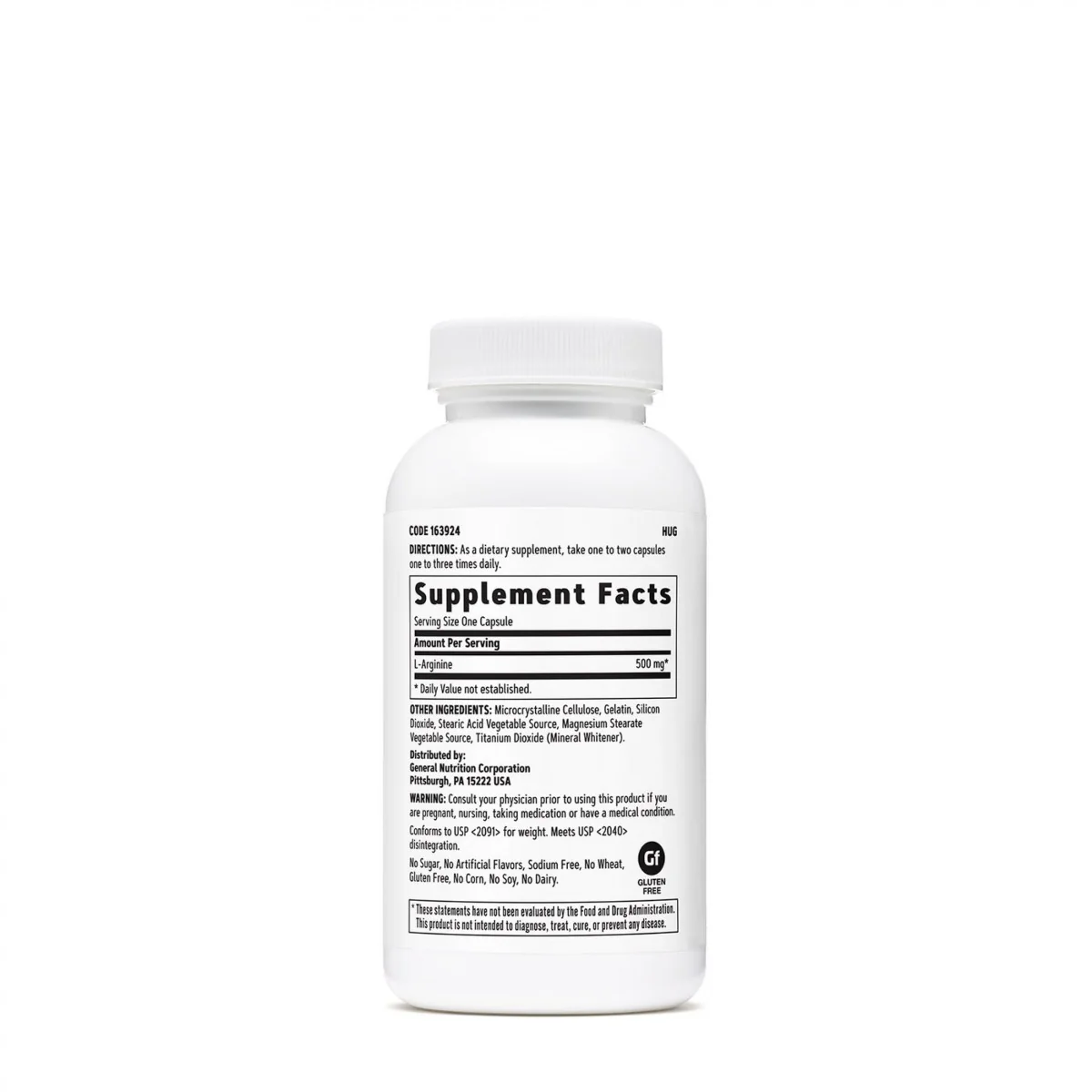 L-Arginina 500mg, 90 capsule, GNC