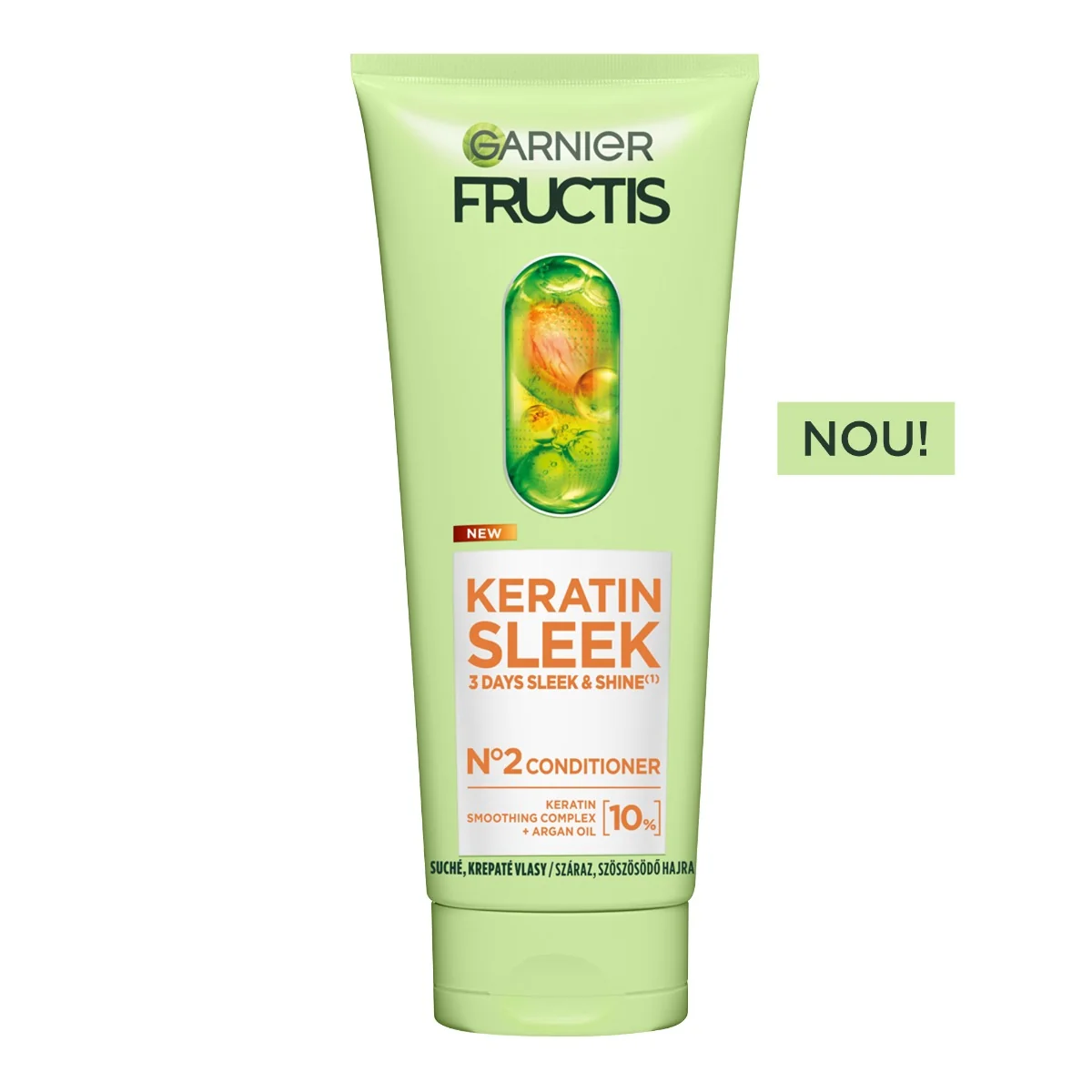 Balsam pentru par neted si stralucitor Fructis Keratin Sleek, 200ml, Garnier