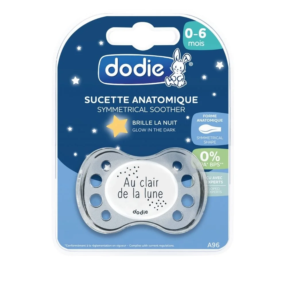 Suzeta anatomica din silicon 0-6 luni Noapte cu luna plina A96, 1 bucata, Dodie