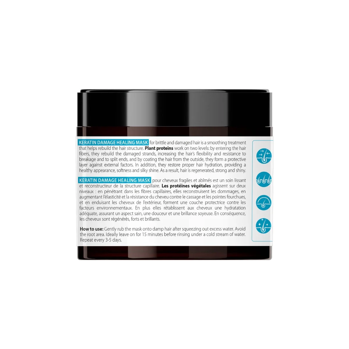 Masca pentru repararea parului fragil Keratin, 250ml, Biovax