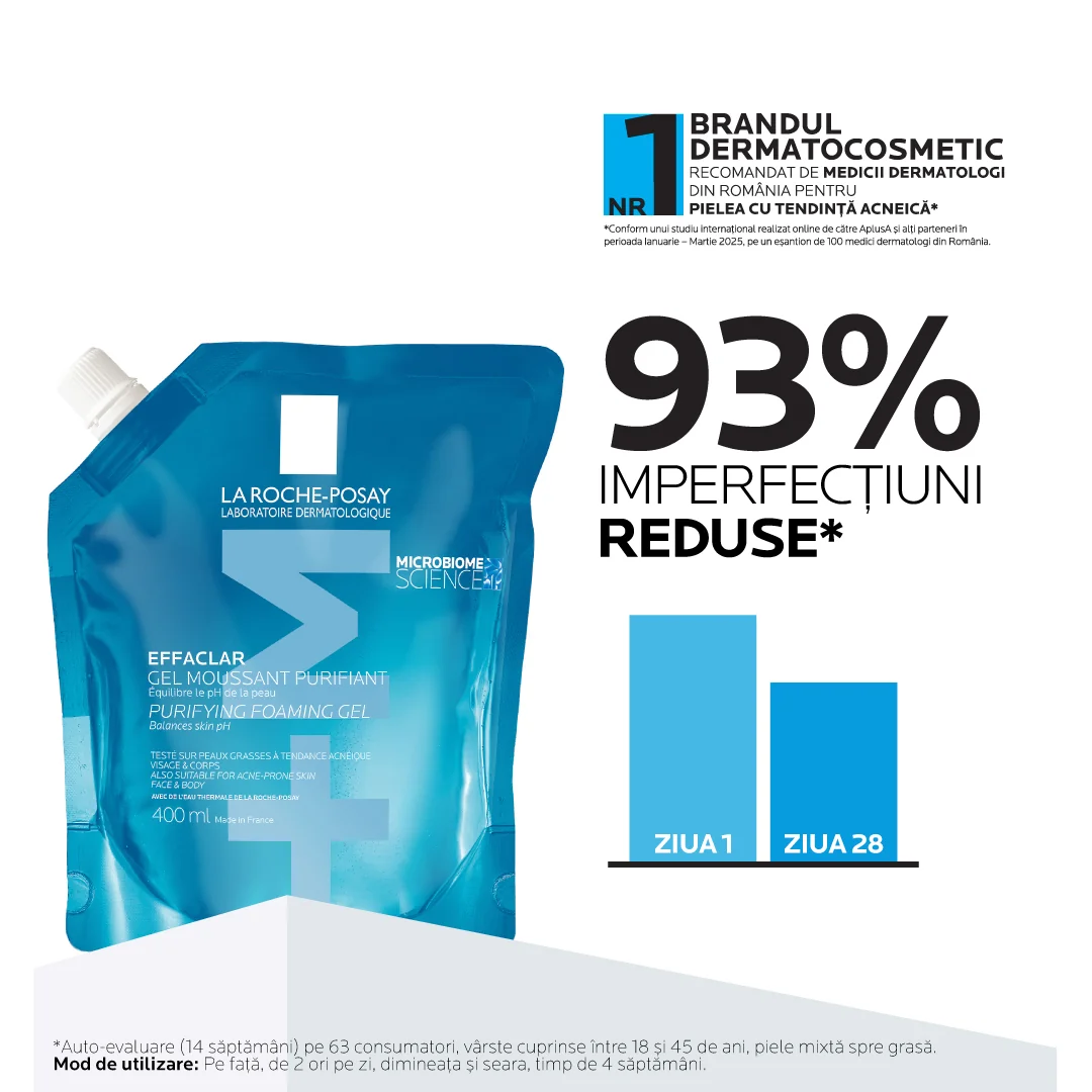 Rezerva gel spumant purifiant +M Effaclar, 400ml, La Roche-Posay