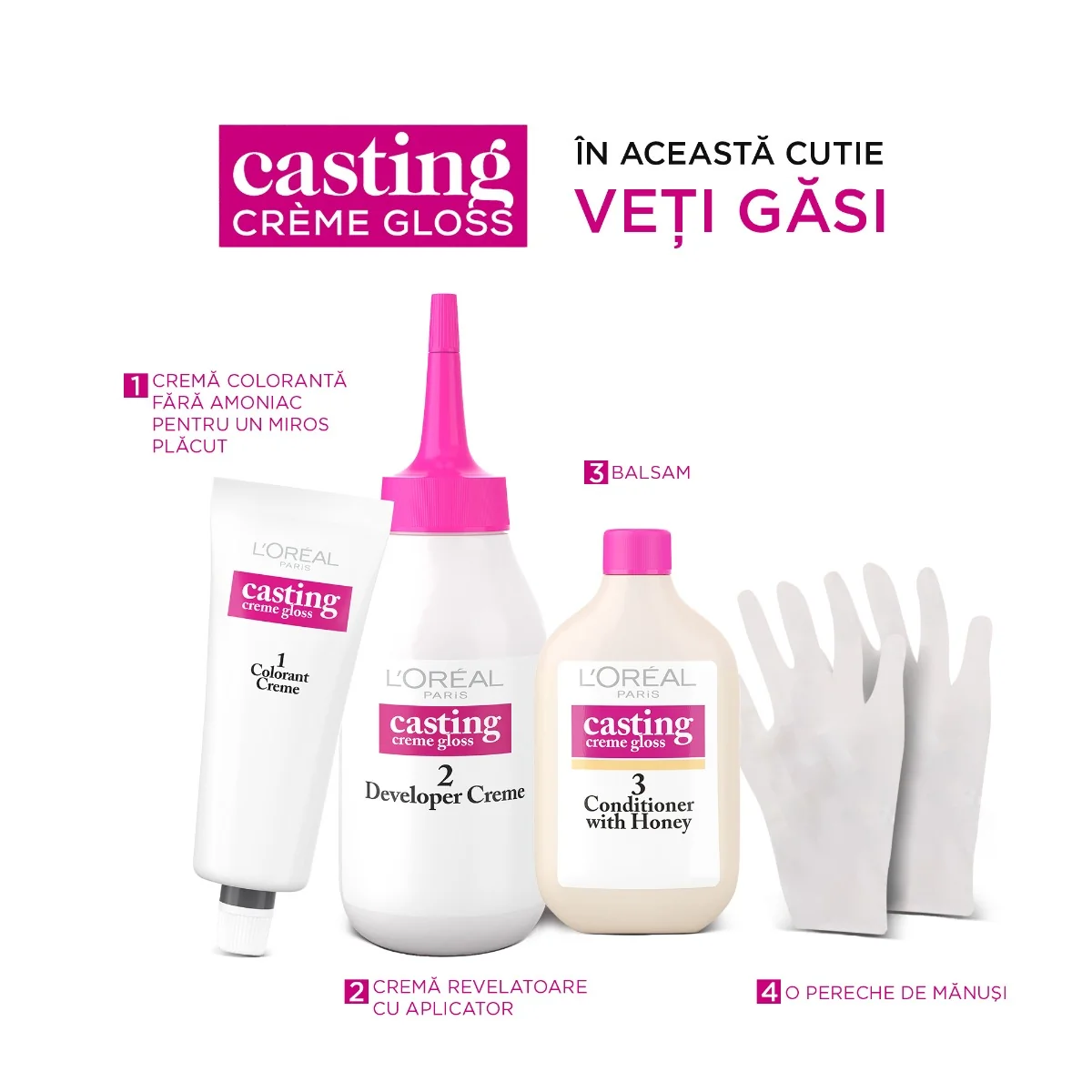Vopsea de par semi-permanenta fara amoniac Casting Creme Gloss 200 Negru Abanos, 180ml, L'Oreal Paris