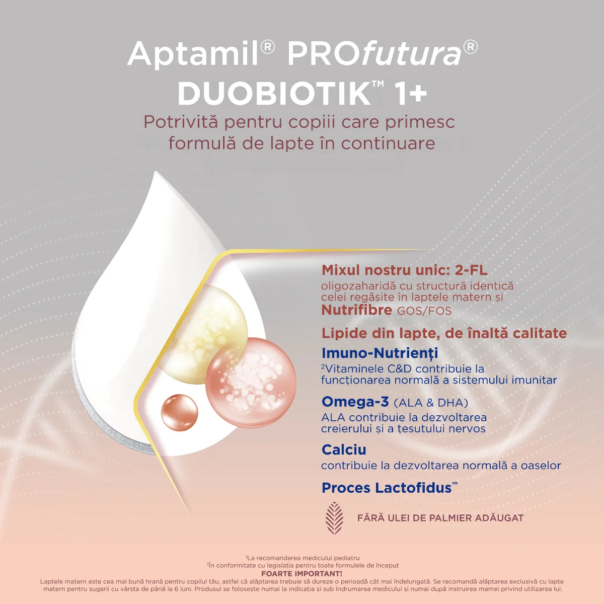Formula premium pentru copii de 1-2 ani PRO Futura DUO-BIOTIK 1+, 800g, Aptamil