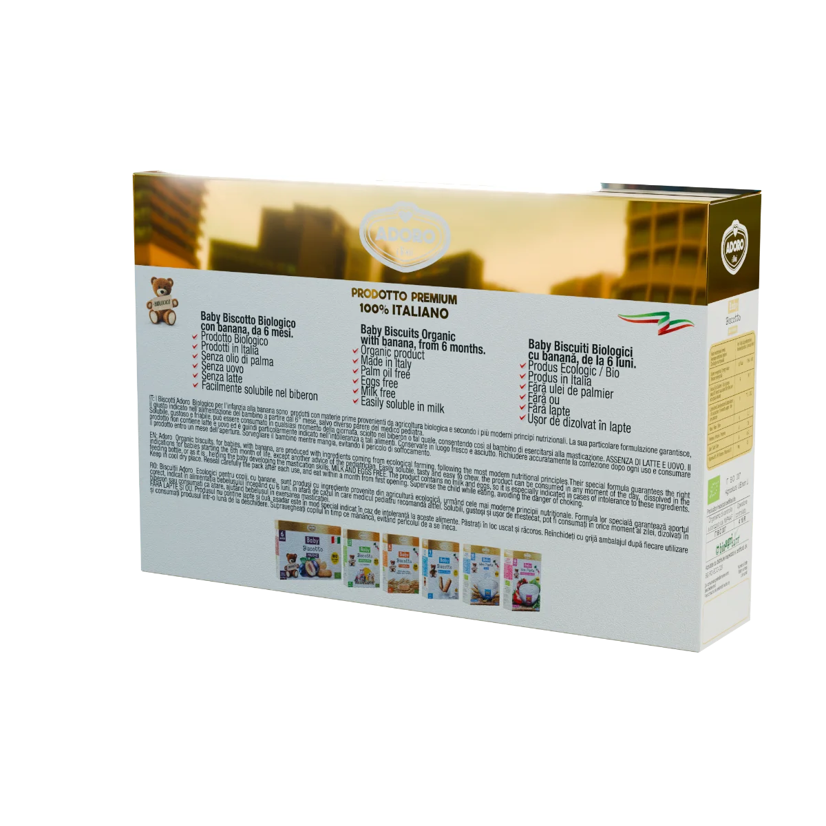 Biscuiti cu banane 6 luni+, 2 x 125g, Adoro Bimbi