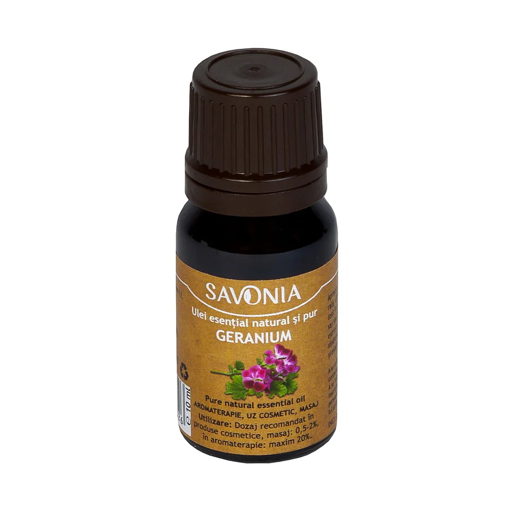 Ulei esential natural si pur de geranium, 10ml, Savonia