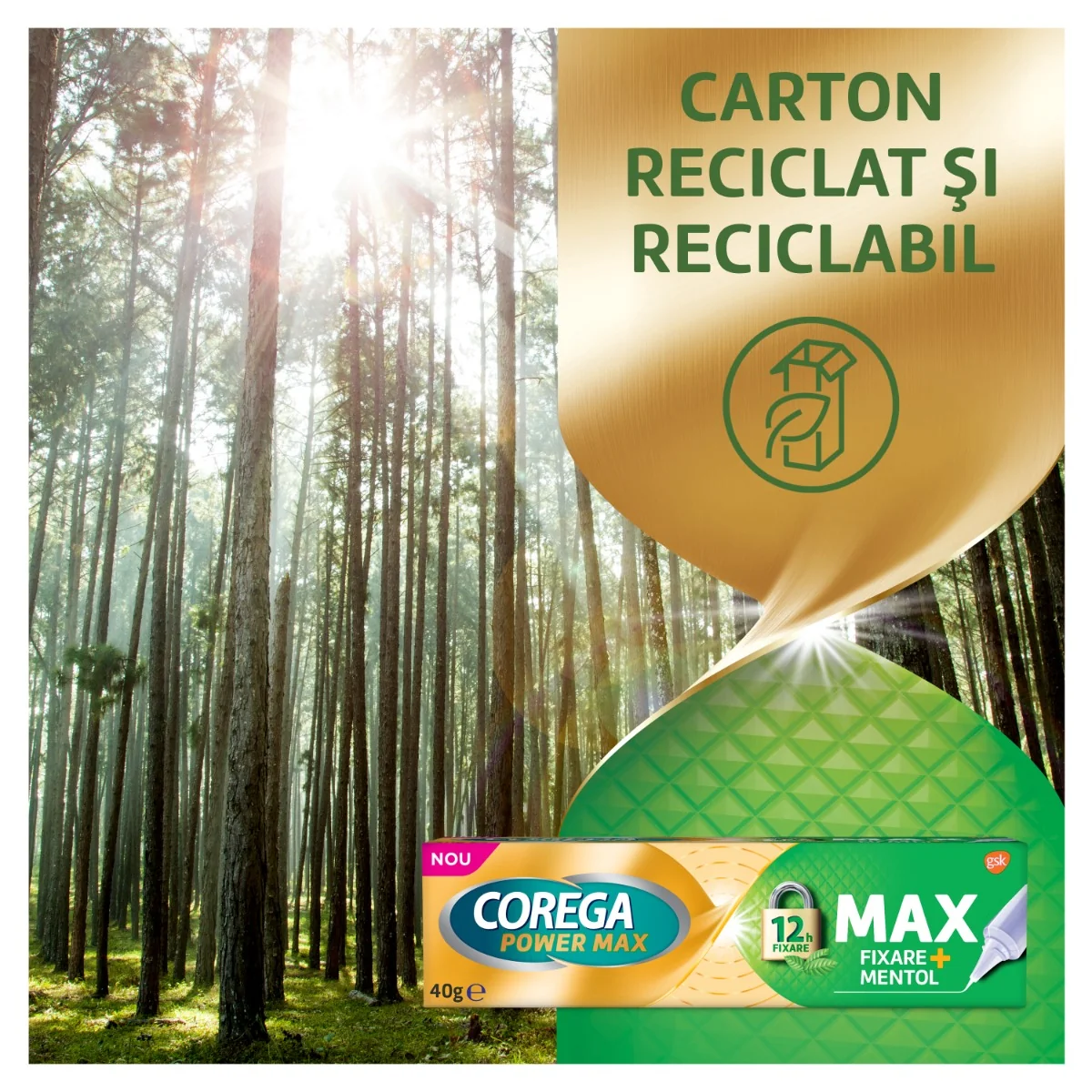 Crema adeziva pentru proteza dentara Max Fixare + Mentol, 40g, Corega
