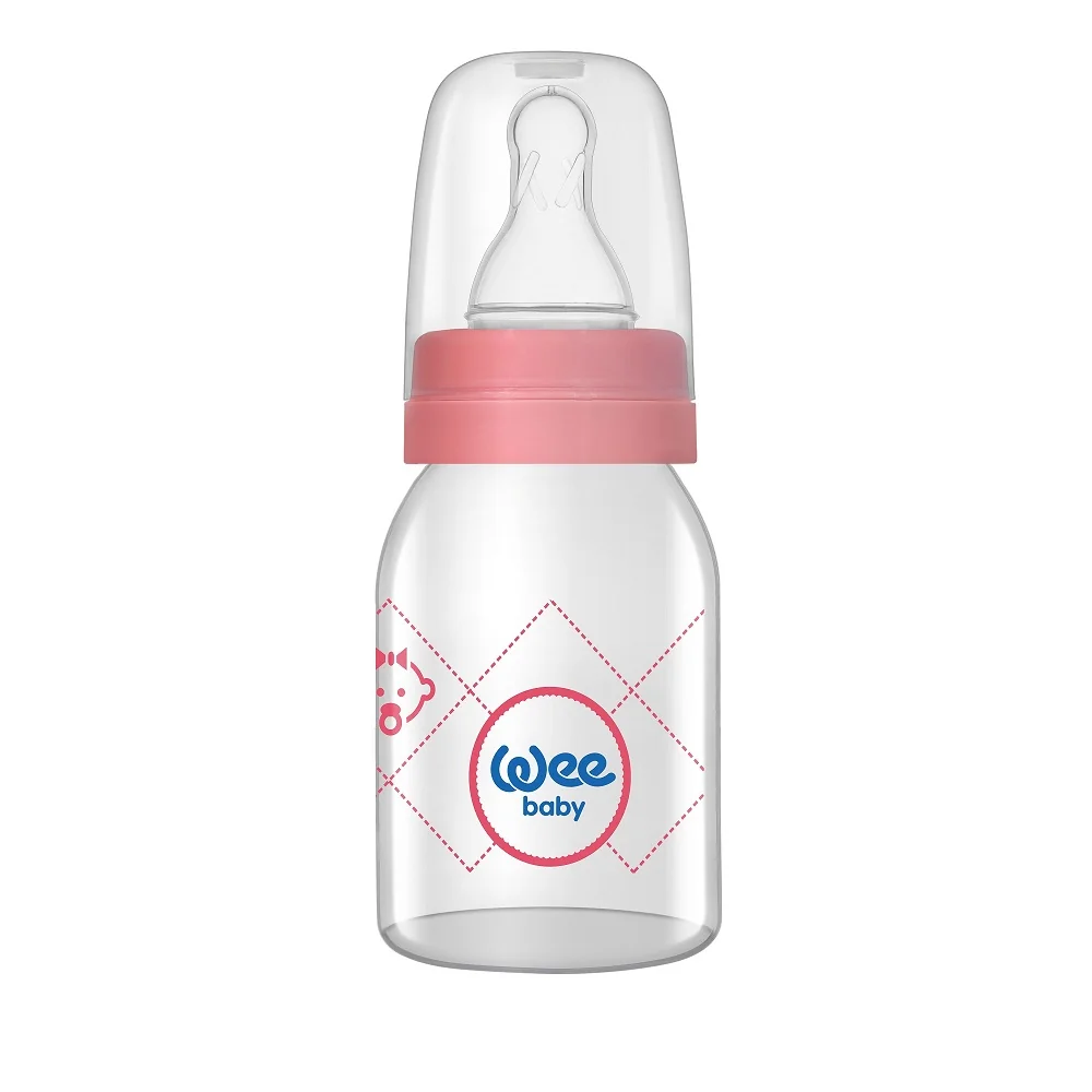 Biberon sticla cu tetina din silicon rotunda, 125ml, Wee Baby
