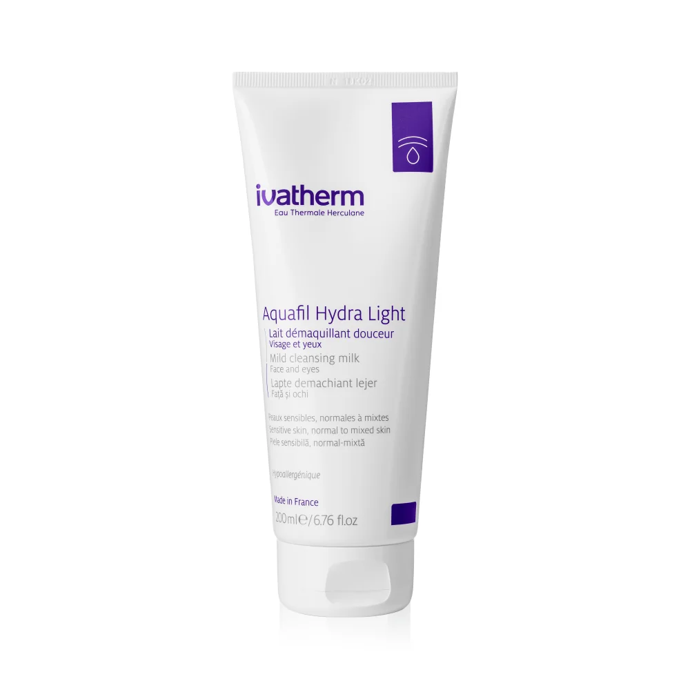 Lapte demachiant lejer Aquafil Light pentru fata si ochi, 200ml, Ivatherm