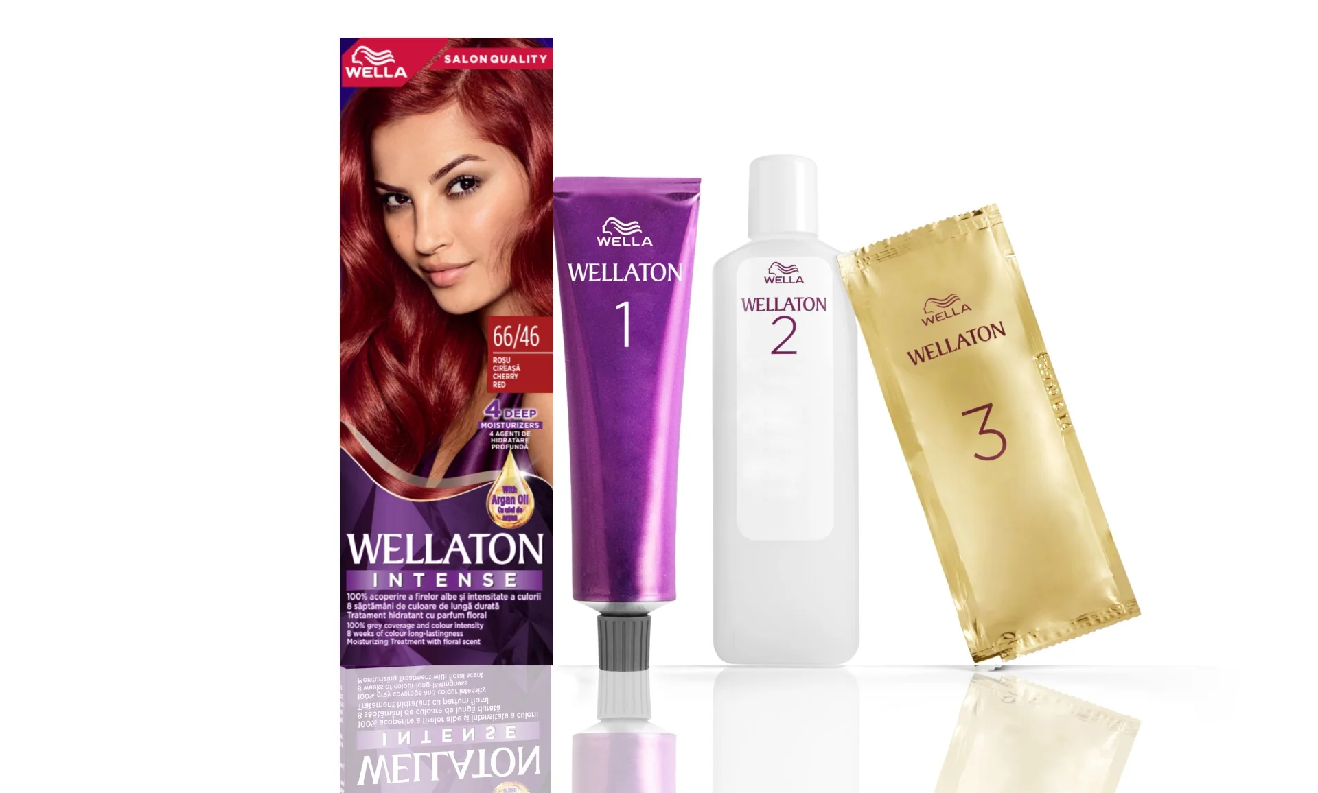Vopsea de par permanenta Rosu Cireasa 66.46, 110ml, Wellaton