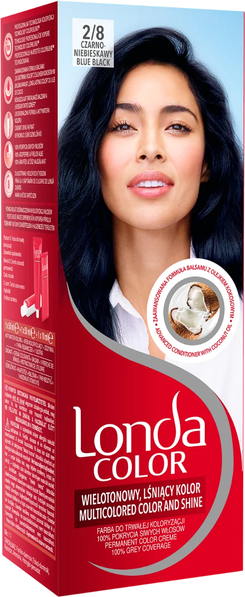 Vopsea de par permanenta 2/8 Blue Black, 110ml, Londa