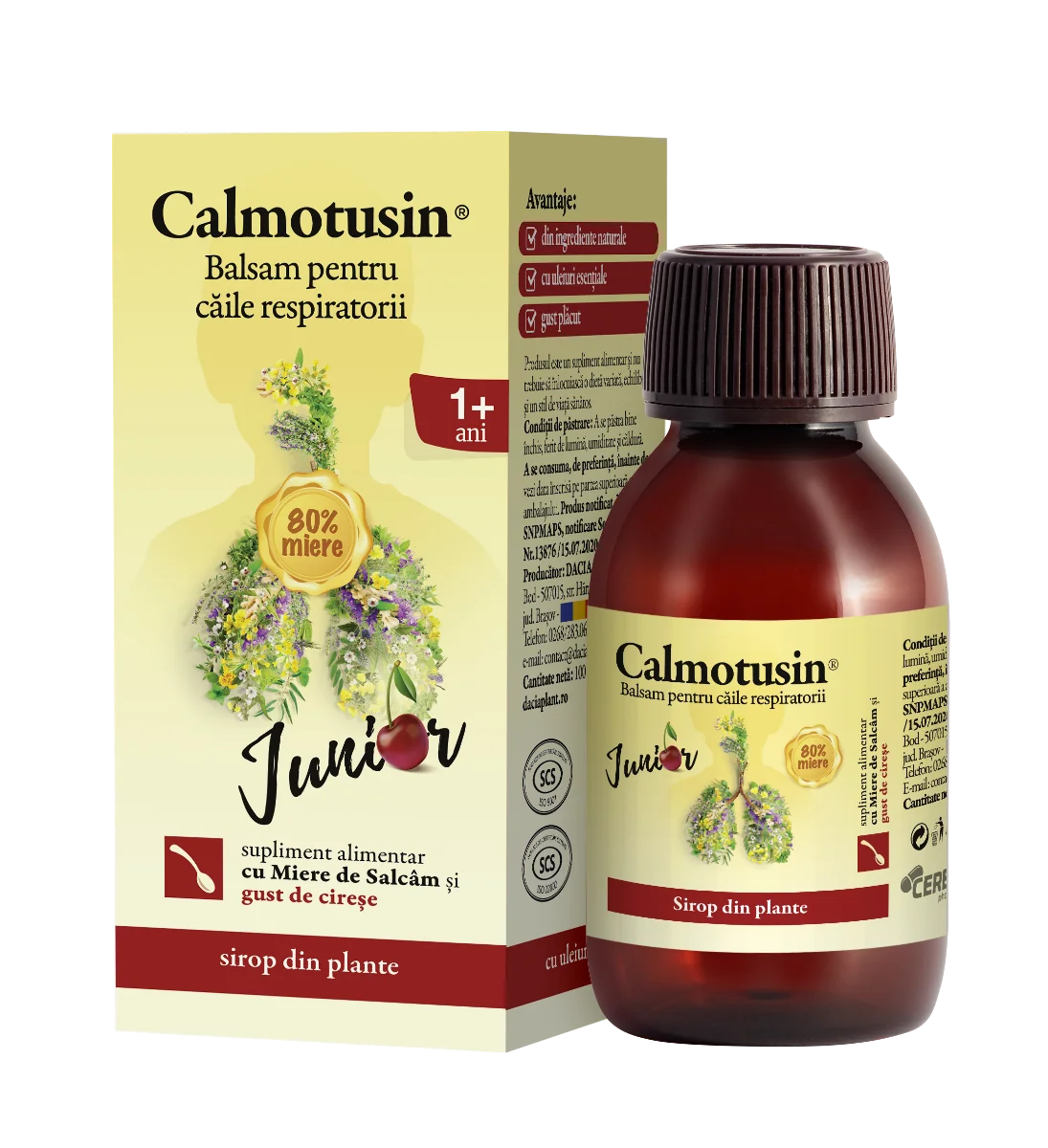 Calmotusin Junior cu gust de cirese, 100ml, Dacia Plant