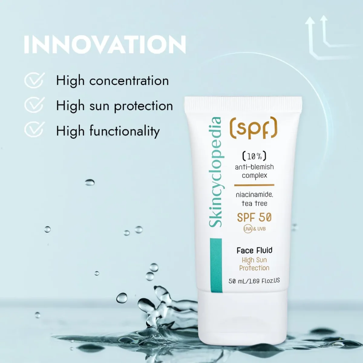 Fluid cu SPF50 pentru ten mixt gras sau predispus la imperfectiuni, 50ml, Skincyclopedia