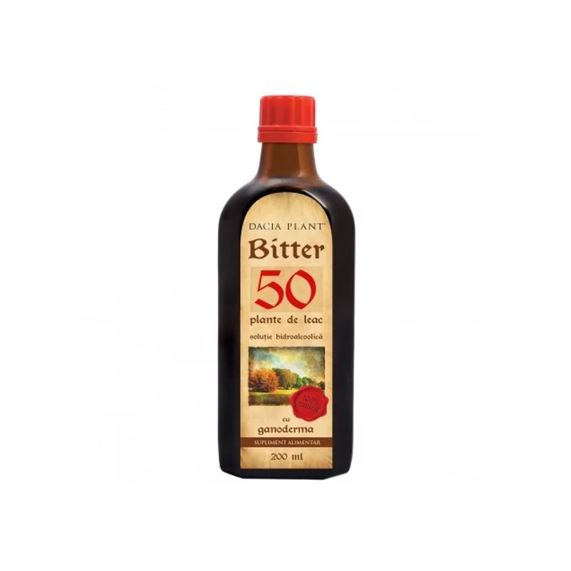 Bitter 50 plante cu ganoderma, 200 ml, Dacia Plant