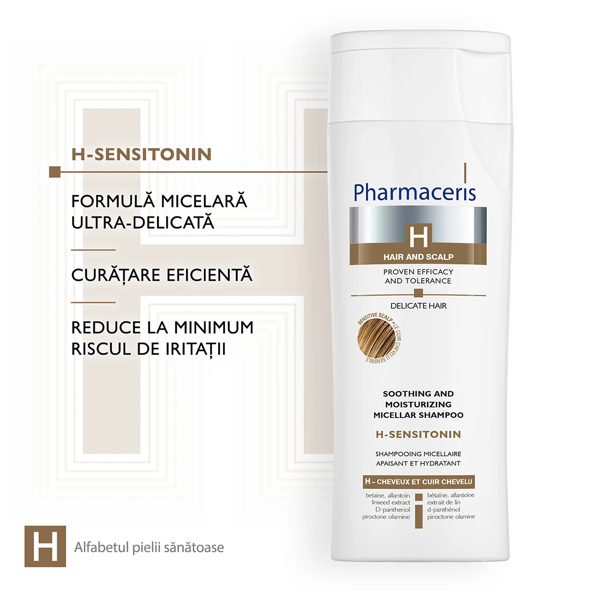 Sampon calmant pentru scalp sensibil & par fin si delicat Sensitonin H, 250ml, Pharmaceris