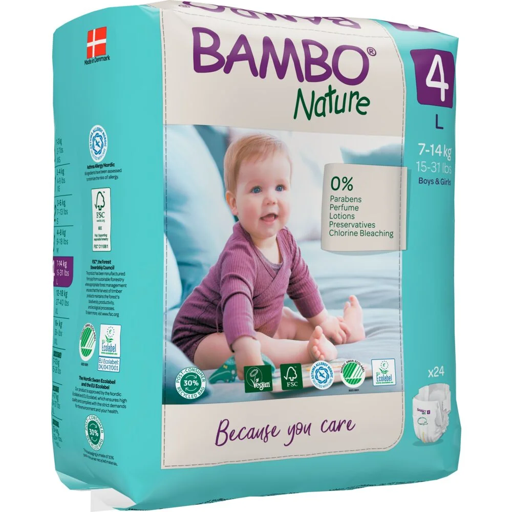 Scutece eco Nr. 4 pentru 7-14 kg, 24 bucati, Bambo Nature