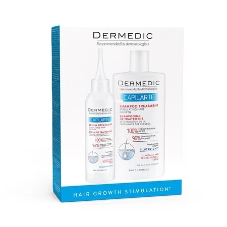Pachet Sampon tratament 300ml + Ser tratament pentru stimularea cresterii parului 150ml Capilarte, Dermedic