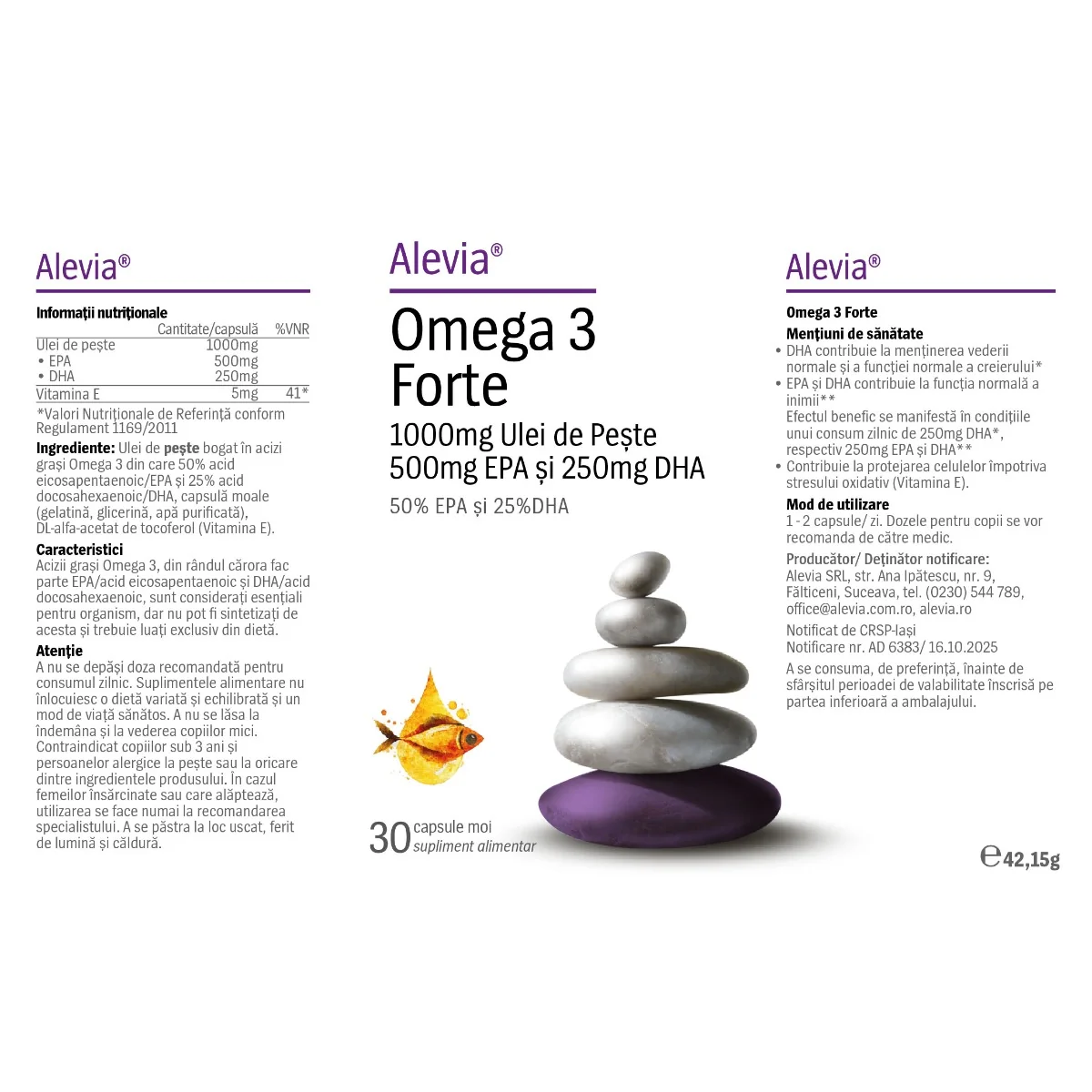 Omega 3 Forte, 30 capsule, Alevia