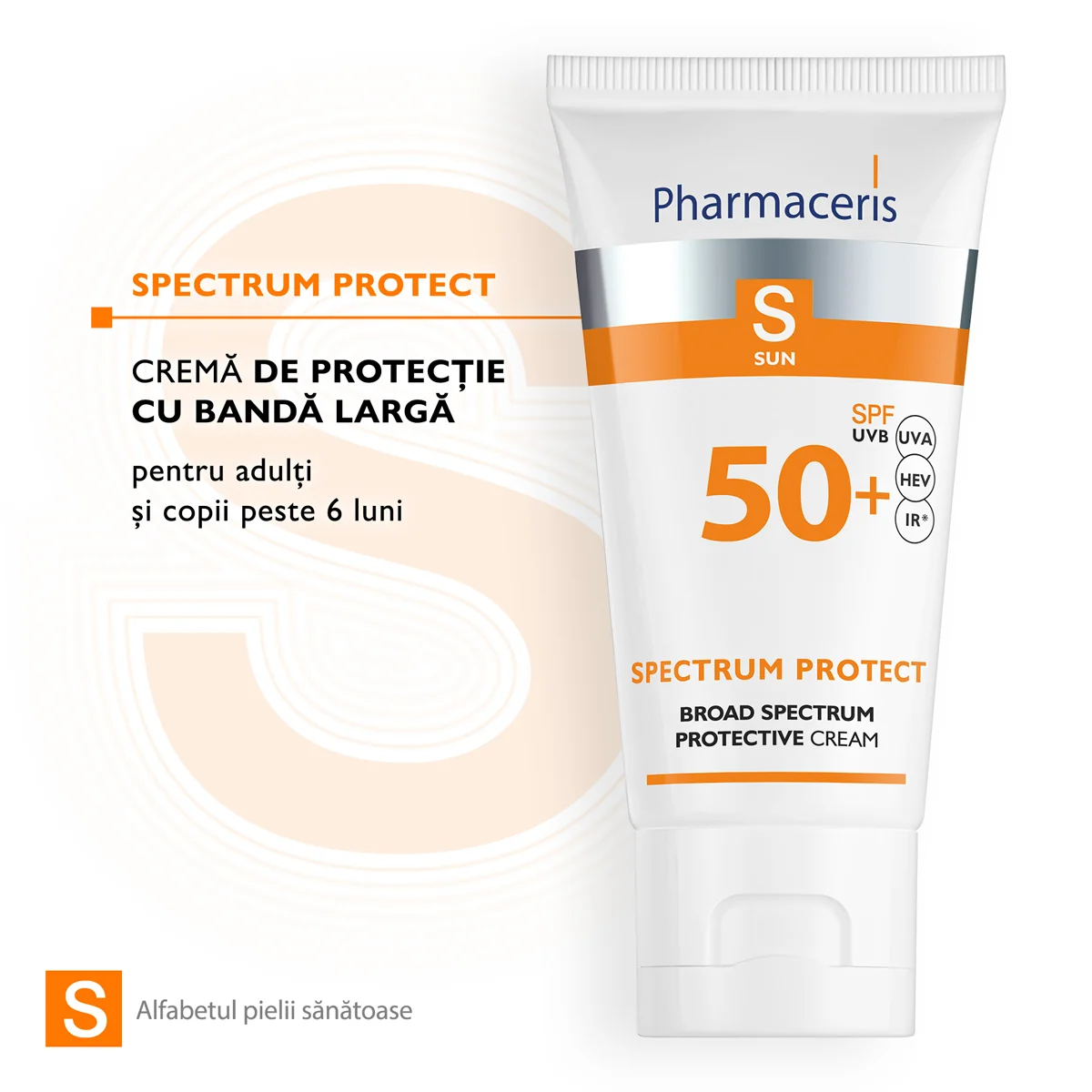 Crema cu protectie solara si spectru larg pentru copii si adulti SPF50+ S, 50ml, Pharmaceris
