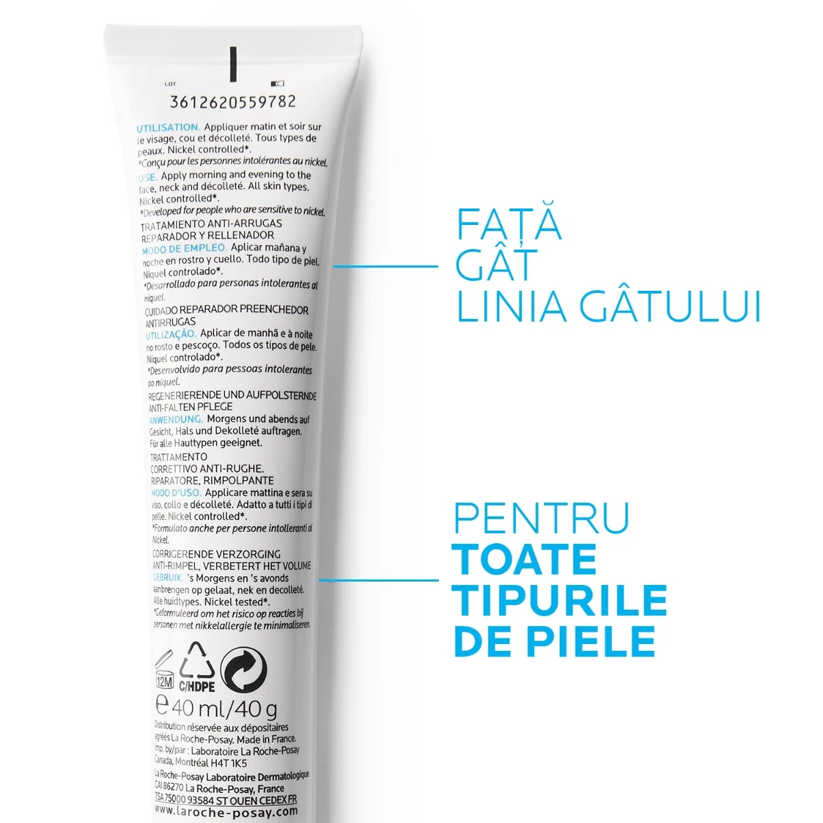 Crema antirid cu efect de reumplere Hyalu B5, 40ml, La Roche-Posay