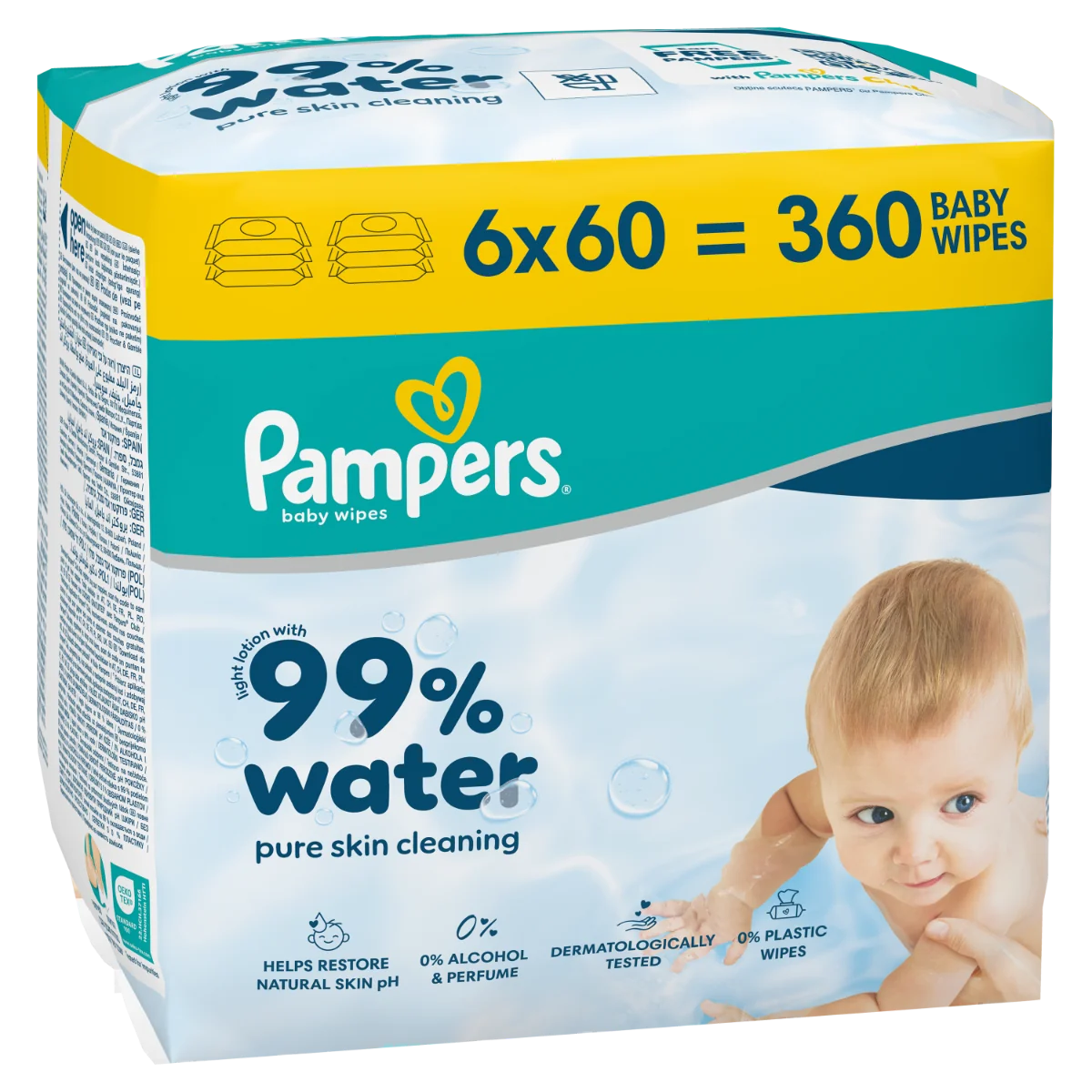 Servetele umede 99% apa cu lotiune usoara, 360 bucati, Pampers