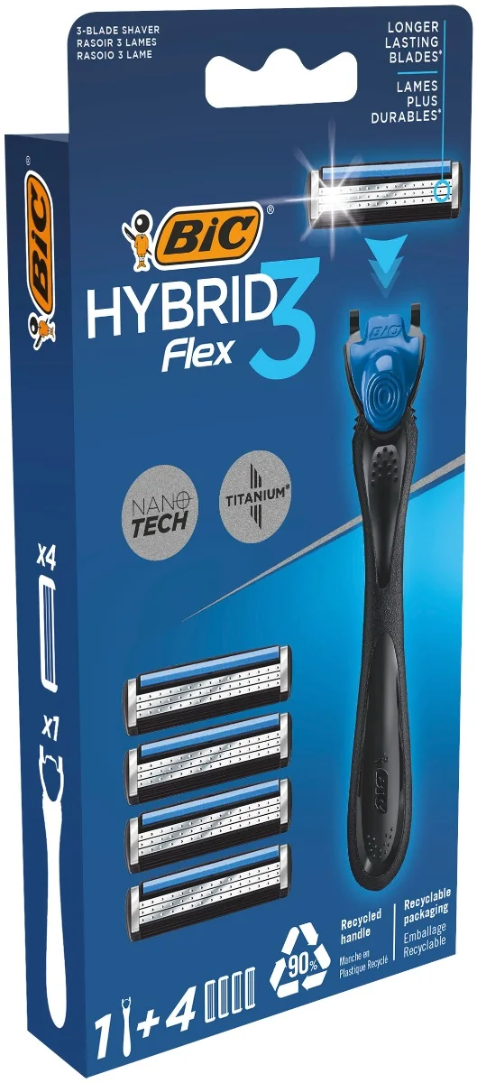 Pachet Aparat de ras Flex 3 1 bucata + Rezerve 3 bucati, BIC