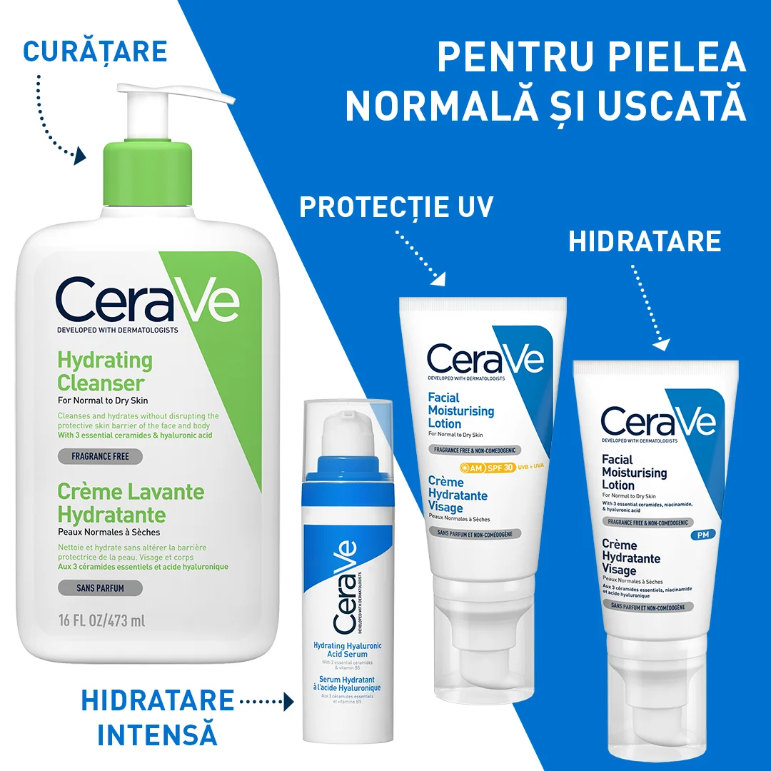 Serum hidratant cu acid hialuronic pentru ten normal-uscat, 30ml, CeraVe