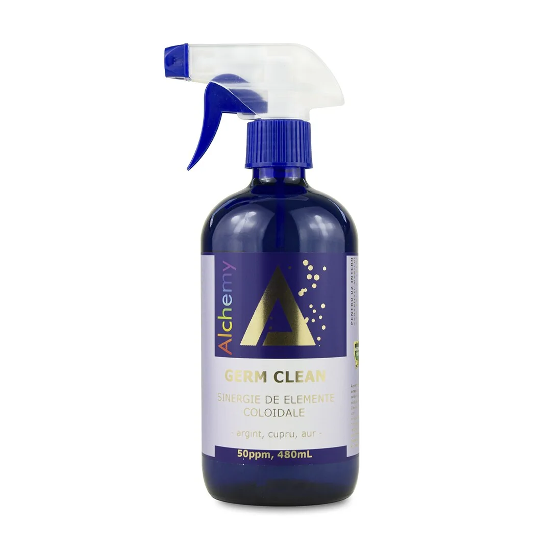 Germ Clean (sinergie de argint, cupru si aur coloidal) cu atomizor 50 ppm, 480ml, Alchemy 