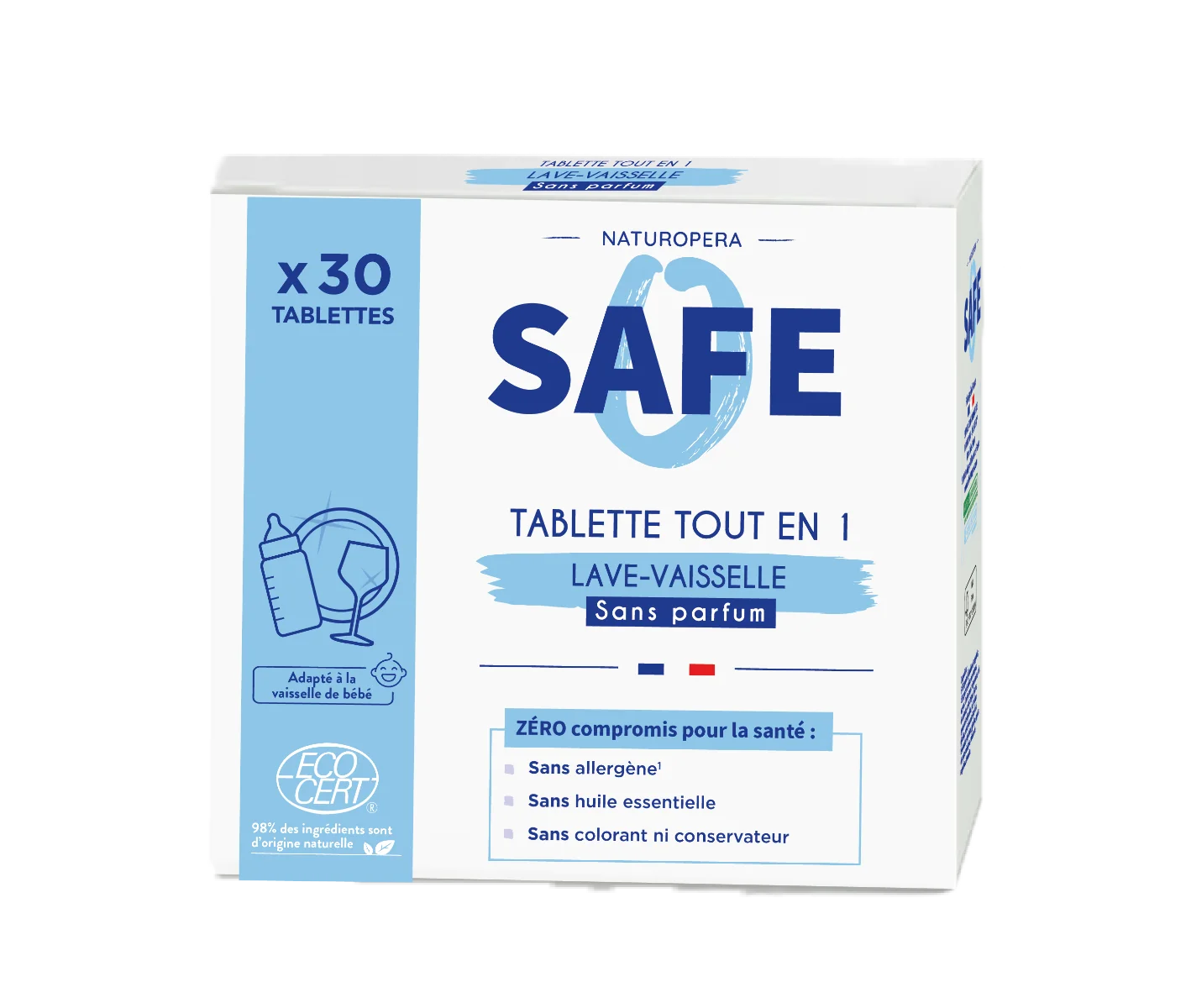 Tablete all-in-1 bio pentru masina de spalat vase fara parfum si alergeni, 30 bucati, Safe