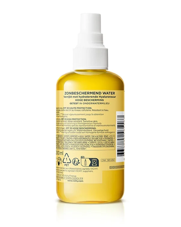 Apa de protectie solara SPF 30 pentru fata si corp cu acid hialuronic Hydra Capital Soleil, 200ml, Vichy