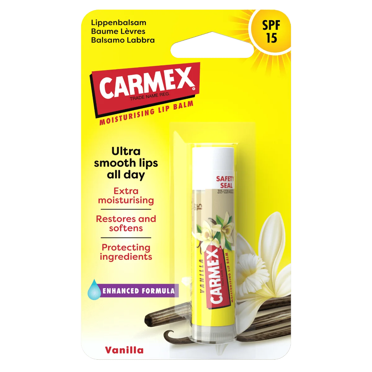 Balsam reparator pentru buze uscate cu vanilie, 4,25g, Carmex