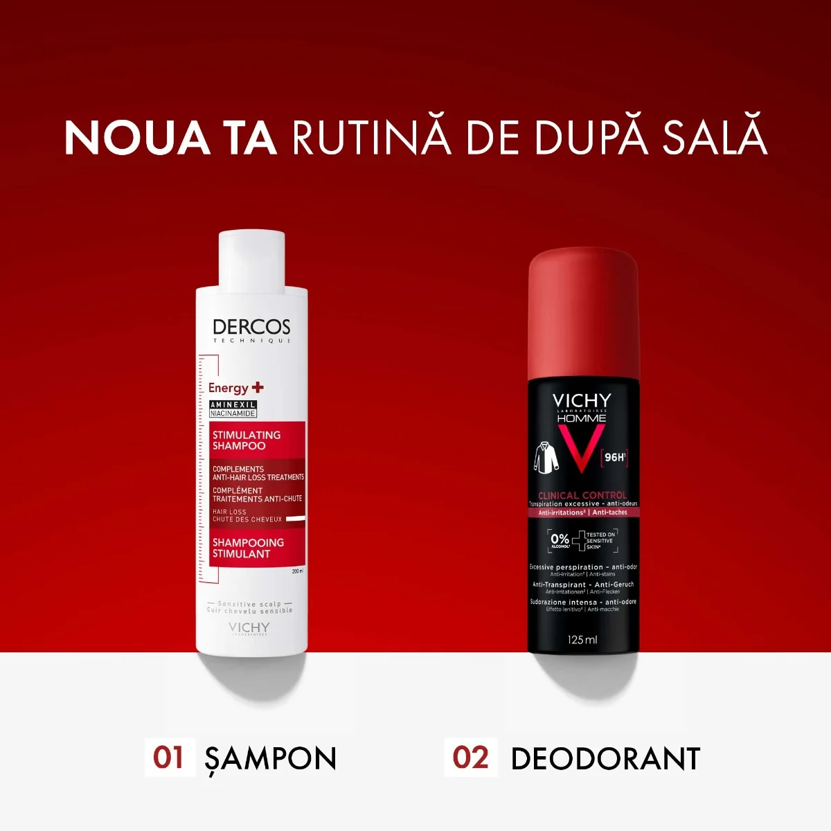 Antiperspirant impotriva mirosurilor neplacute 96H pentru barbati Clinical Control, 125ml, Vichy
