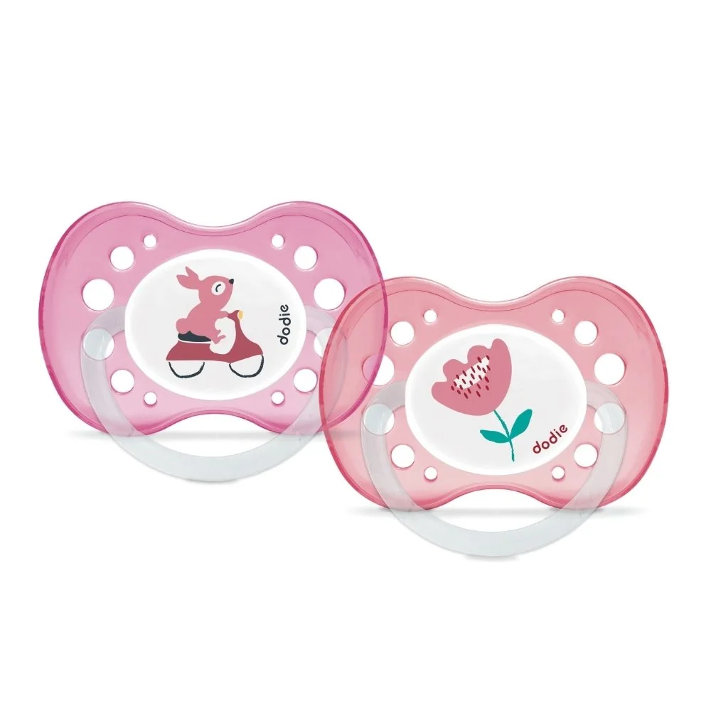 Set suzete anatomice din silicon 18 luni+ Animale Amuzante Fetite A71, 2 bucati, Dodie 