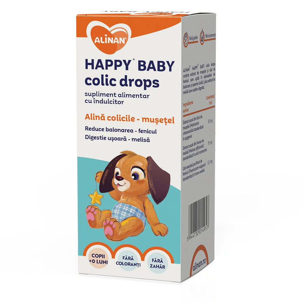 Happy Baby colic drops Alinan + 0 luni, 50ml, Fiterman