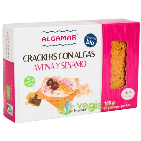 Crackers cu ovaz, susan si alge marine Bio, 160g, Algamar