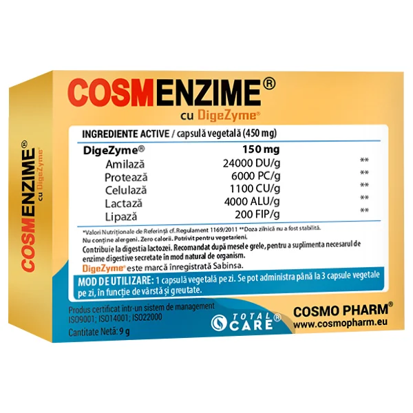 Cosmenzime 150mg, 20 comprimate, Cosmopharm