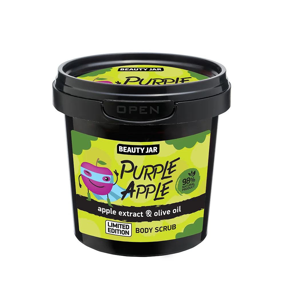 Scrub corporal cu mar si ulei de masline Purple Apple, 200g, Beauty Jar