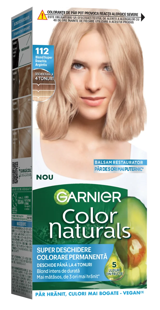 Vopsea de par permanenta Color Naturals 112 Blond Super Deschis Argintiu, 112ml, Garnier