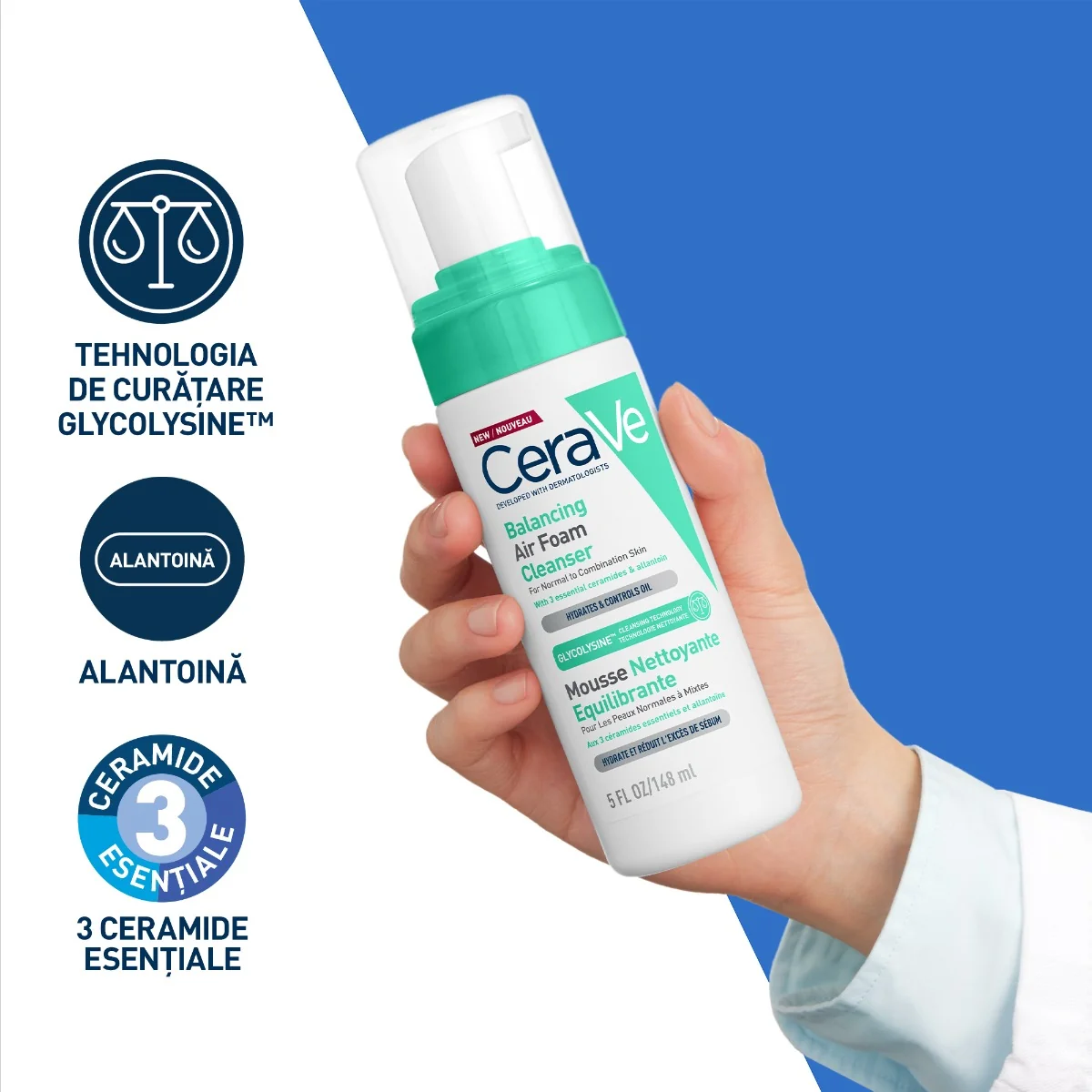 Spuma de curatare reechilibranta pentru ten normal si mixt, 148ml, CeraVe