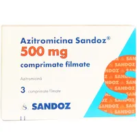 Azitromicina 500mg, 3 comprimate filmate, Sandoz