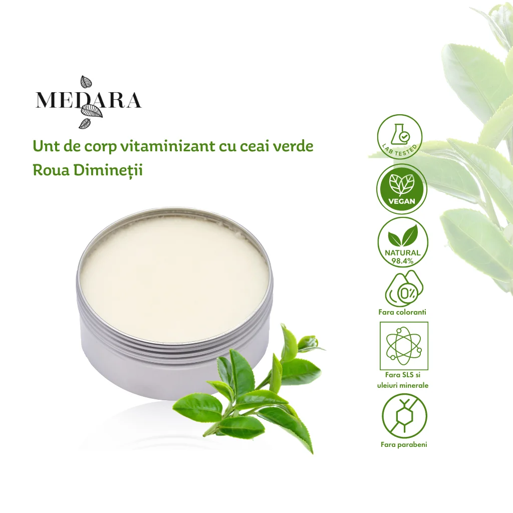 Unt de corp vitaminizant cu ceai verde Roua Diminetii, 150ml, Medara