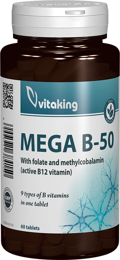 Complex Mega B 50 cu folat, 60 comprimate, Vitaking